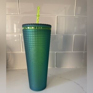 Starbucks Green Textured Tumbler with Lime Straw